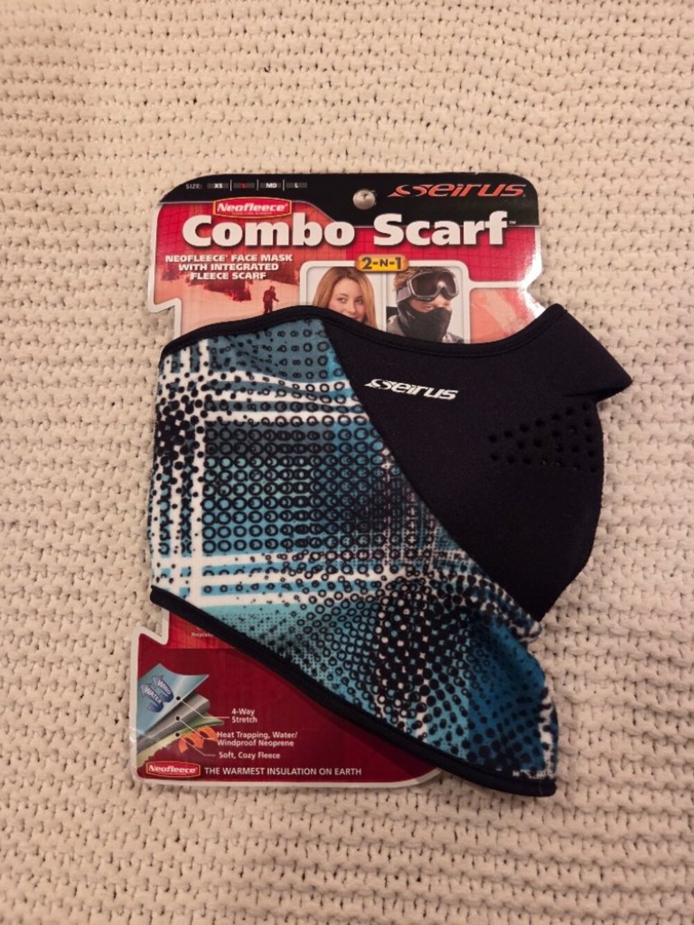 Seirus Face Mask NWT blue/ green Unisex